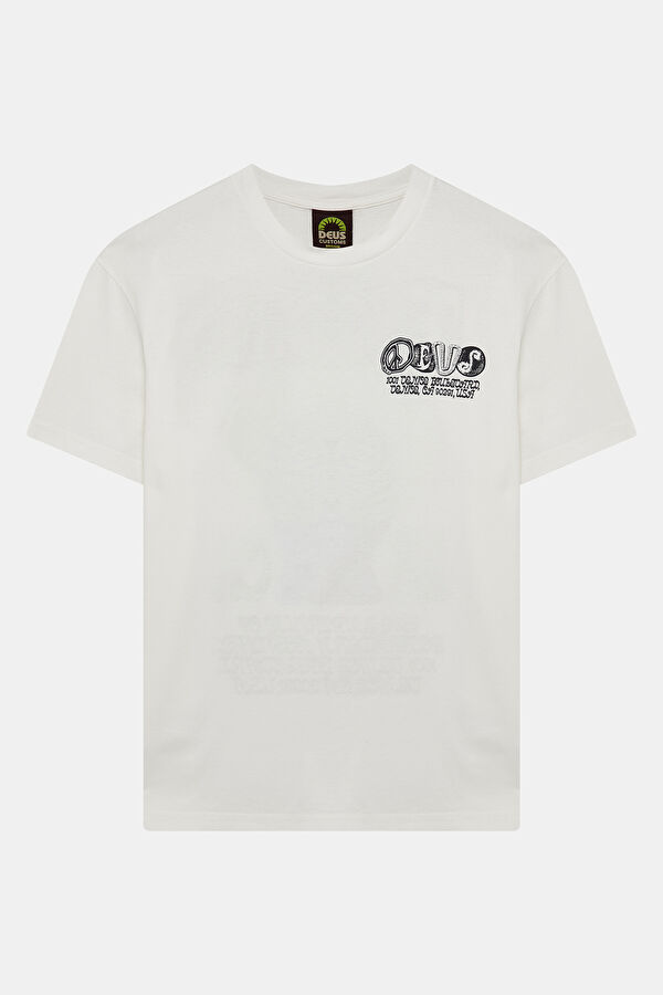 Relax Fit White Crew Neck Printed Men's T-Shirt 4