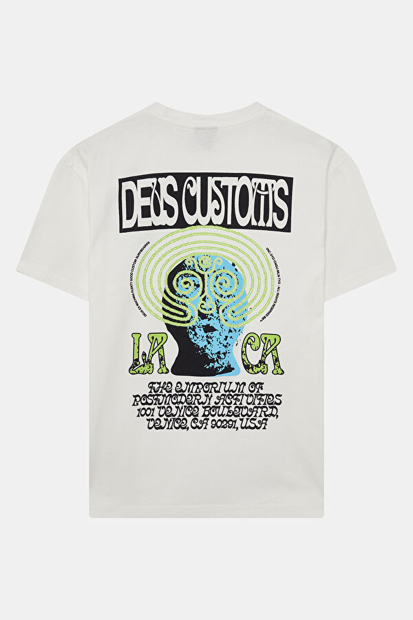 Relax Fit White Crew Neck Printed Men's T-Shirt 5