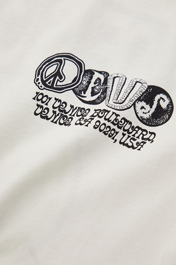 Relax Fit White Crew Neck Printed Men's T-Shirt 7