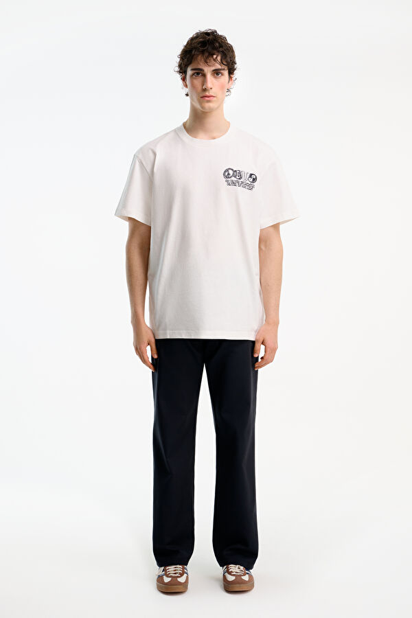Relax Fit White Crew Neck Printed Men's T-Shirt 3