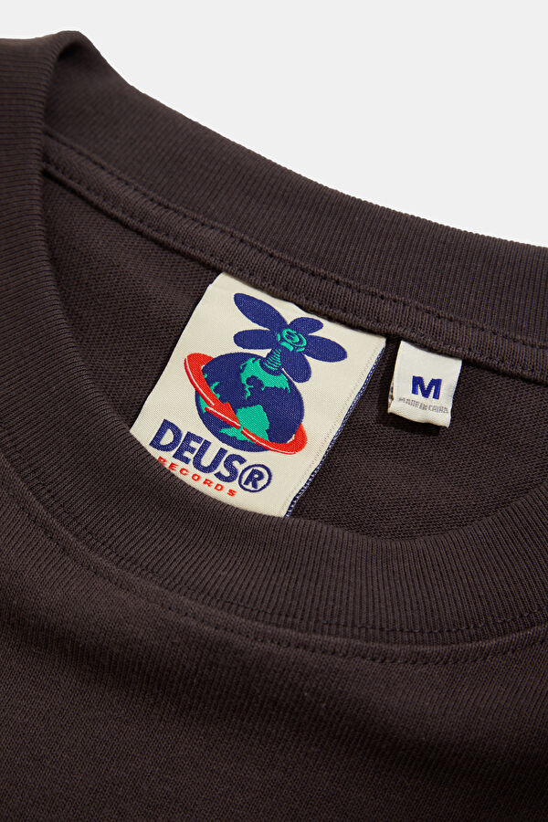 Relax Kalıp Antrasit Bisiklet Yaka Baskılı Erkek T-Shirt 3