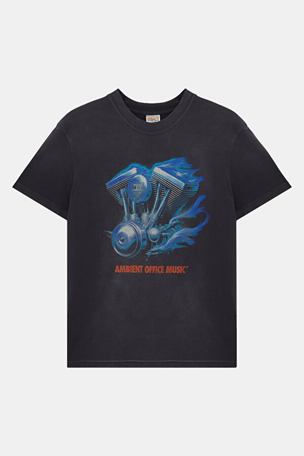 Relax Fit Anthracite Crew Neck Printed T-Shirt