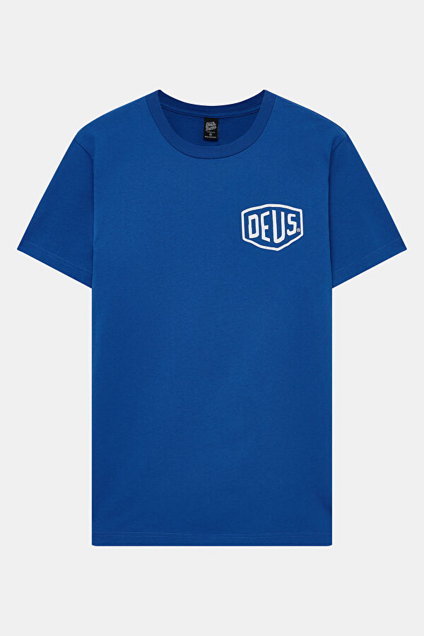 Relax Fit Blue Crew Neck Printed T-Shirt