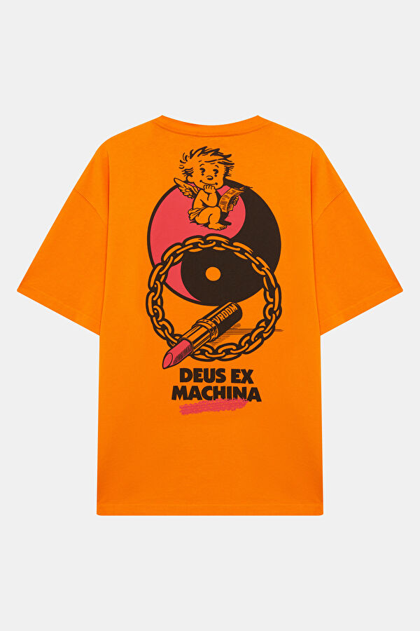 Relax Fit Orange Crew Neck Printed Men's T-Shirt 2