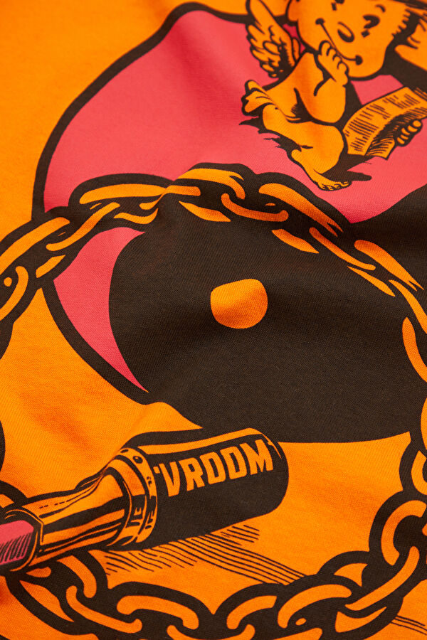 Relax Fit Orange Crew Neck Printed Men's T-Shirt 5