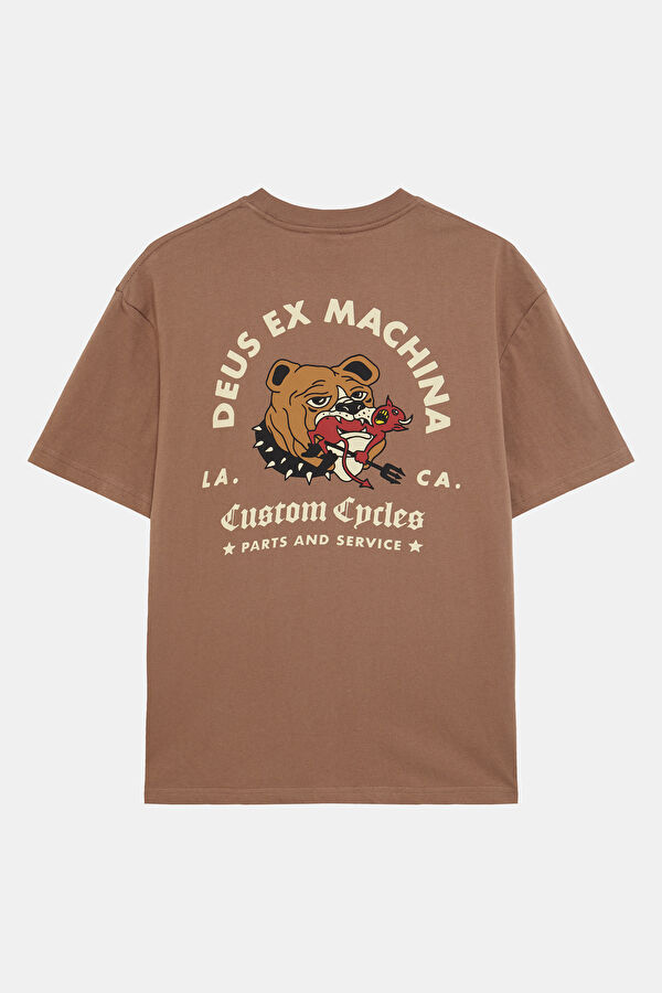 Relax Kalıp Kahve Bisiklet Yaka Baskılı Erkek T-Shirt 2