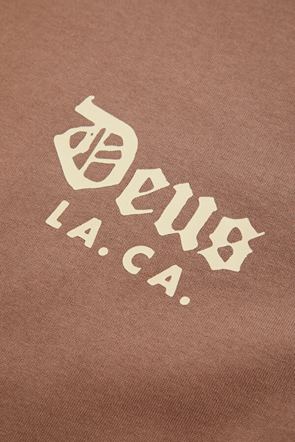 Relax Kalıp Kahve Bisiklet Yaka Baskılı Erkek T-Shirt 4