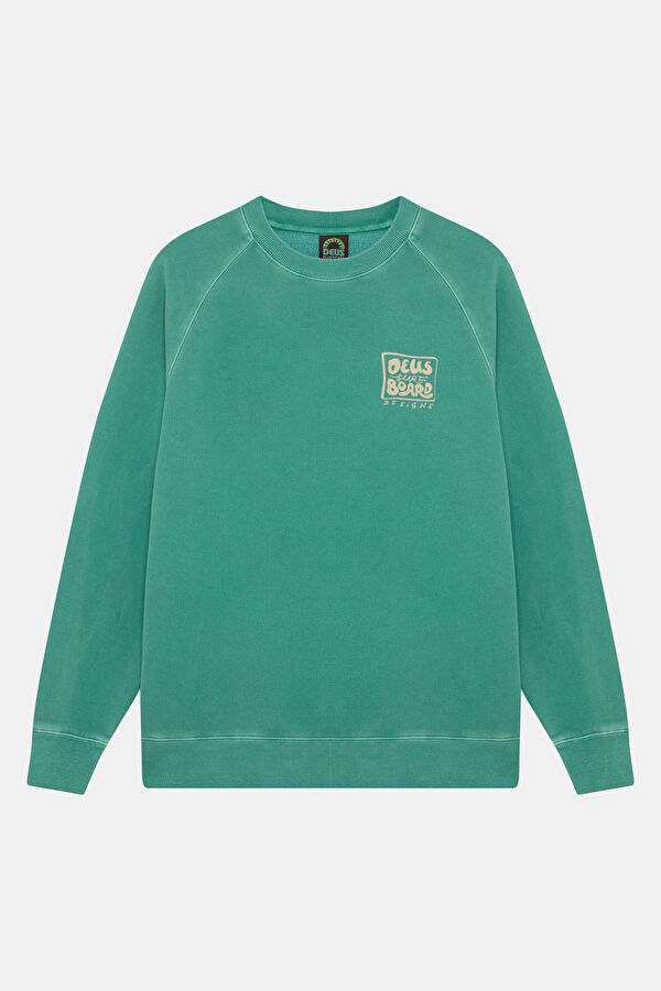 Relax Kalıp Su Yeşili Bisiklet Yaka Erkek Sweatshirt