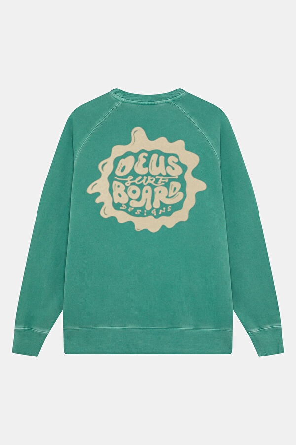 Relax Kalıp Su Yeşili Bisiklet Yaka Erkek Sweatshirt 2
