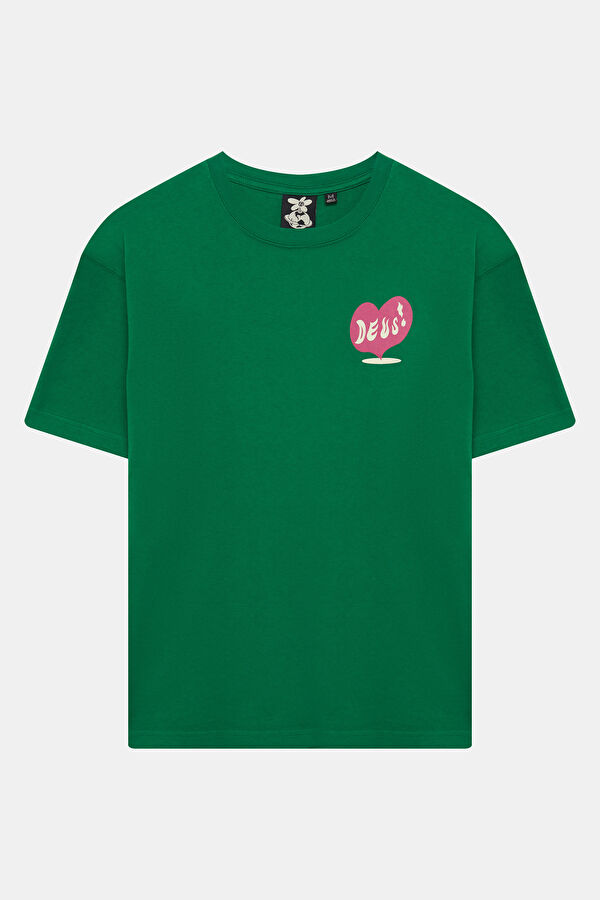 Relax Fit Green Crew Neck Printed Men's T-Shirt