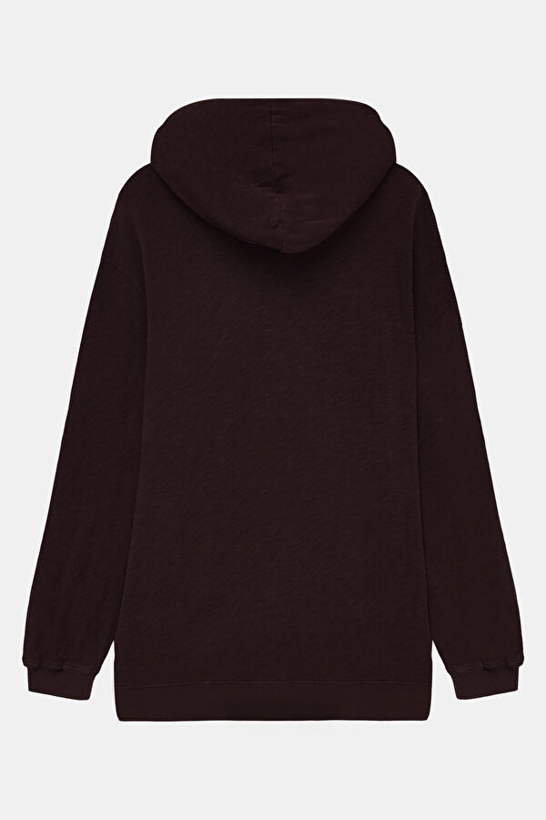 Bordo Relax Kalıp Kapuşonlu Erkek Sweatshirt 2