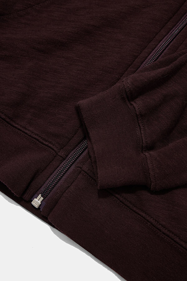 Bordo Relax Kalıp Kapuşonlu Erkek Sweatshirt 4