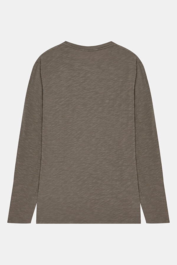 Relax Fit Beige Crew Neck T-Shirt 2