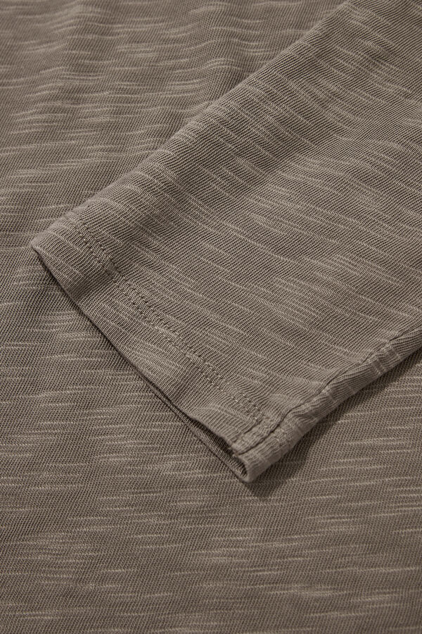 Relax Fit Beige Crew Neck T-Shirt 4
