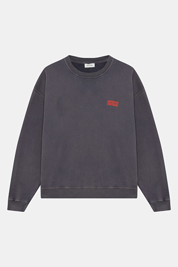 Relax Kalıp Gri Bisiklet Yaka Erkek Sweatshirt