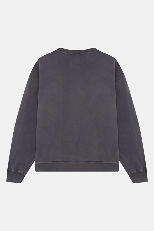 Relax Kalıp Gri Bisiklet Yaka Erkek Sweatshirt 2