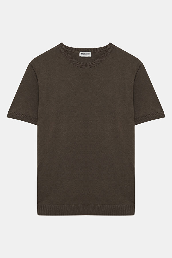 Brown Crew Neck Men's T-Shirt