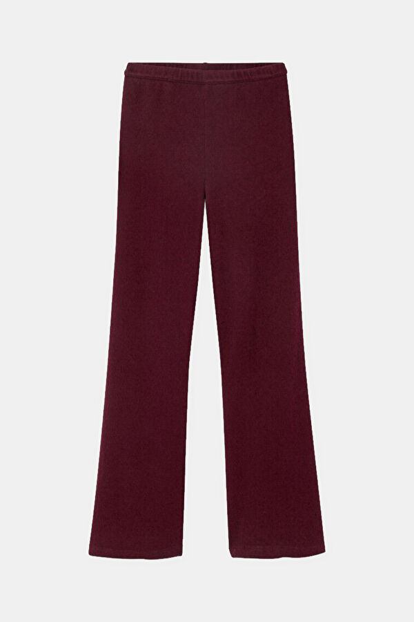 Burgundy Cotton Elastane Women's Trousers