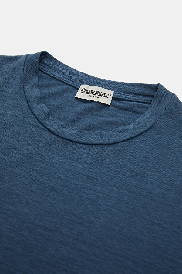 Indigo Crew Neck Linen Men's T-Shirt 3