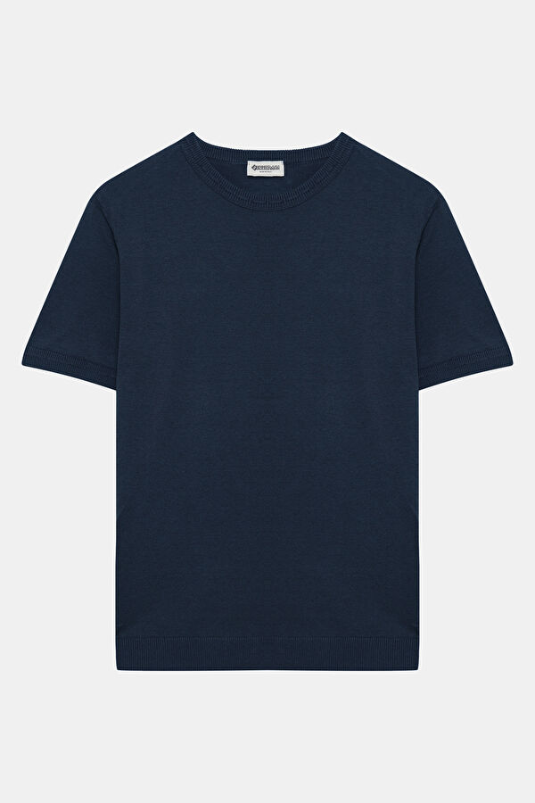 Lacivert Bisiklet Yaka Erkek T-Shirt