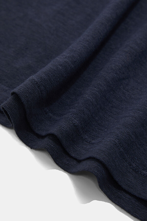 Navy Crew Neck Linen Men's T-Shirt 4