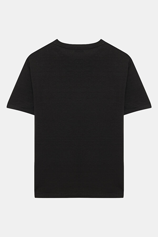 Black Crew Neck Linen Men's T-Shirt 2