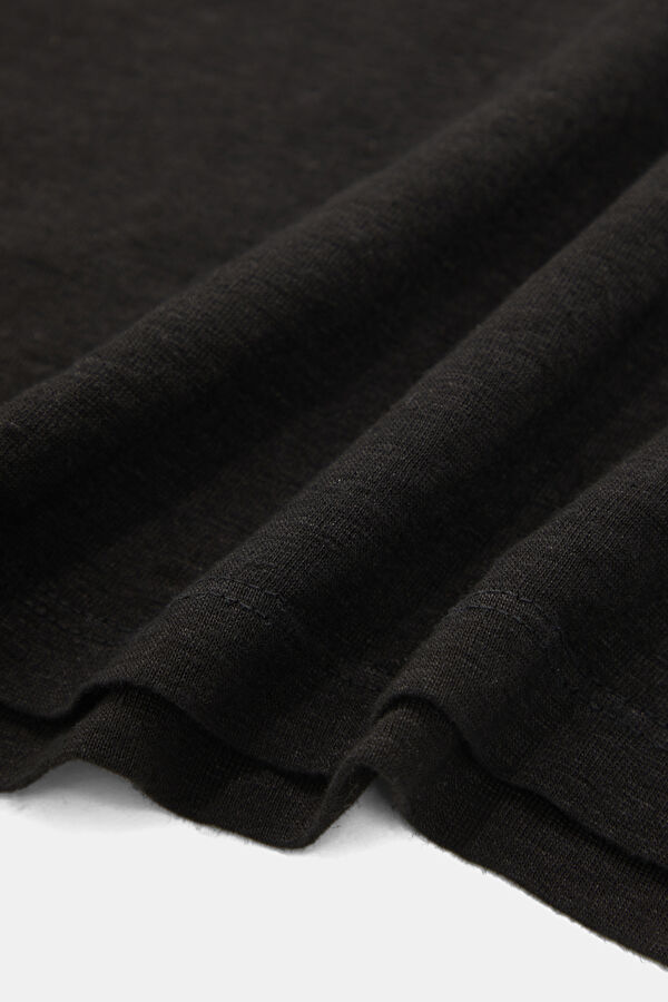 Black Crew Neck Linen Men's T-Shirt 4