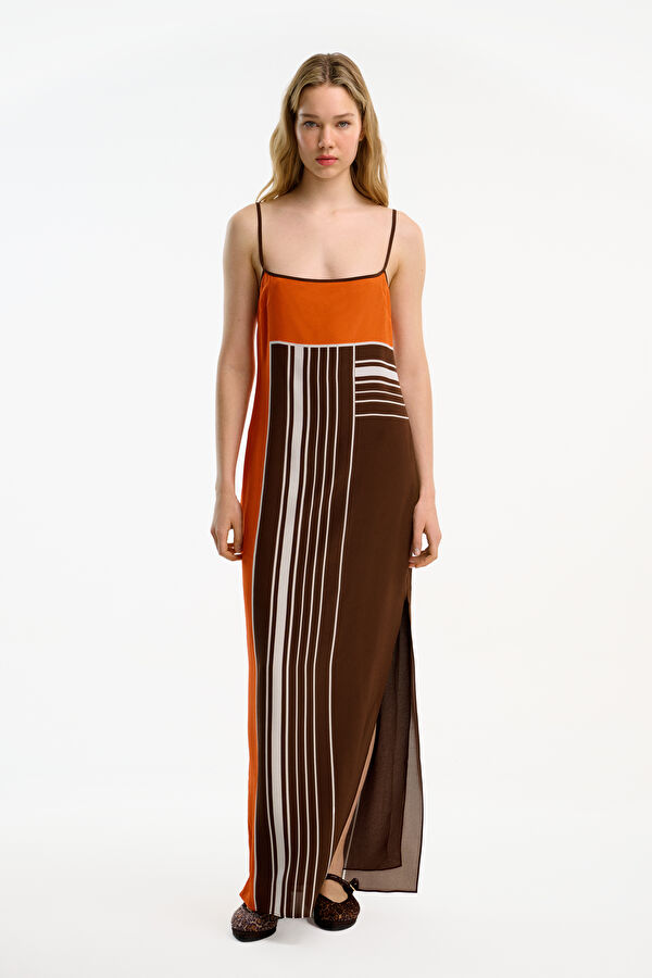 Brown Patterned Women's Dress