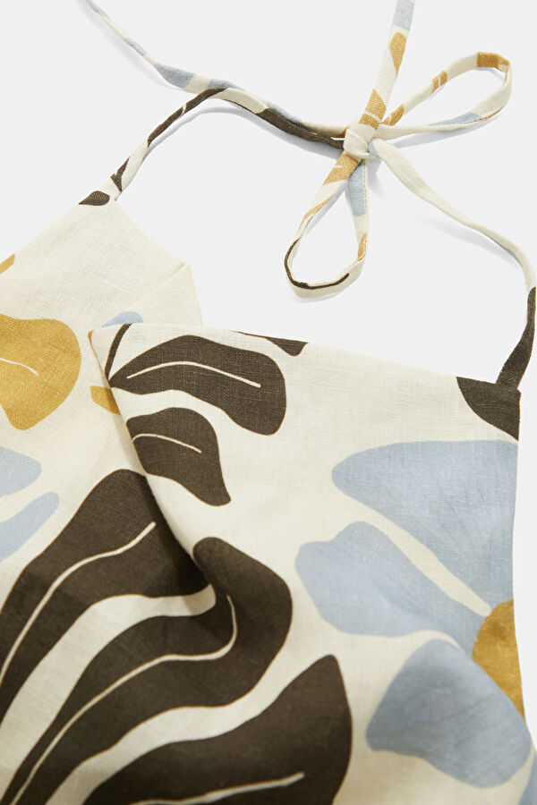 Cream Patterned Linen Women's Dress 5