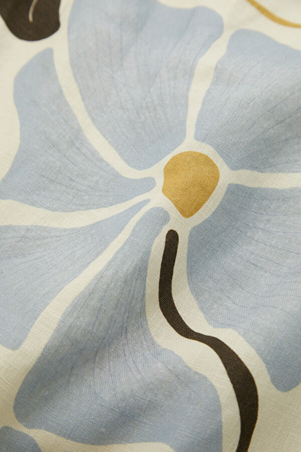 Cream Patterned Linen Women's Dress 7