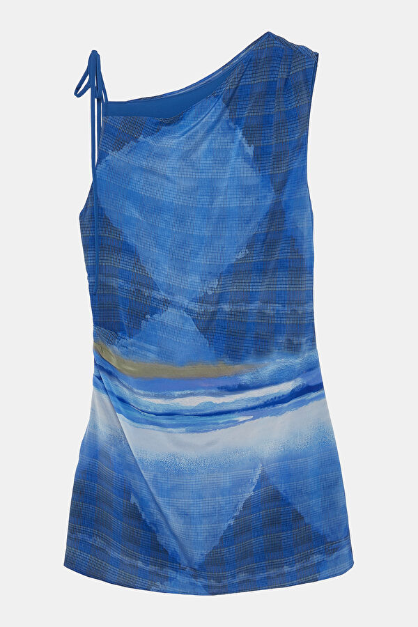 Blue Patterned Mini Women's Dress 3
