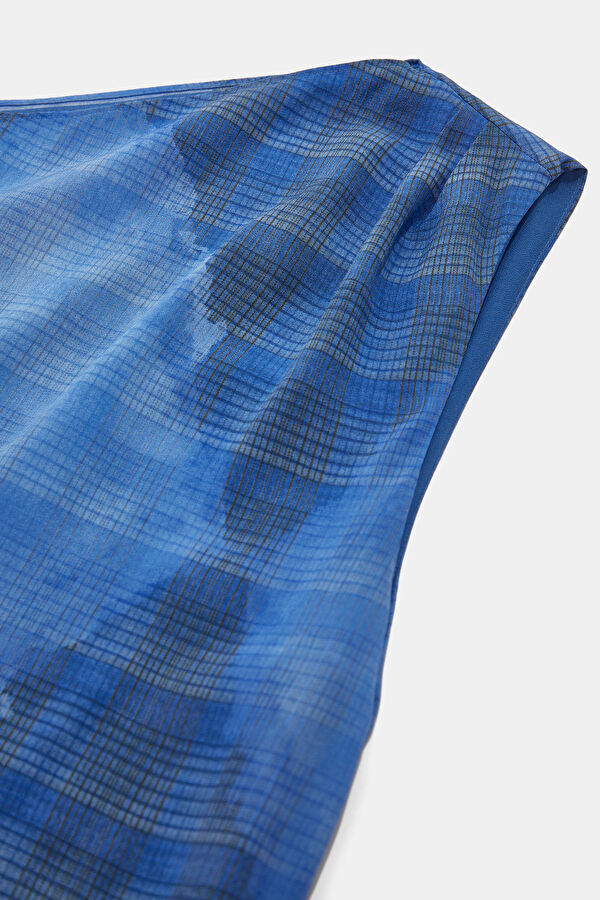 Blue Patterned Mini Women's Dress 5