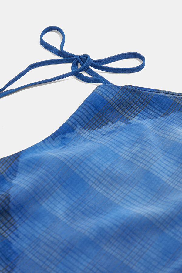 Blue Patterned Mini Women's Dress 6