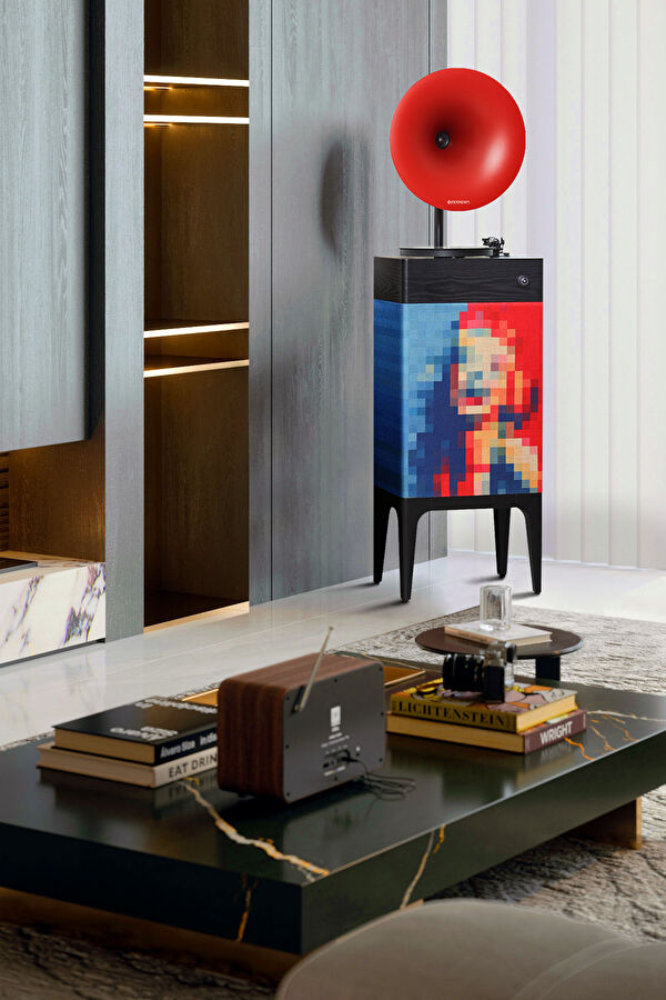 i5 Bluetooth Hoparlörlü 110W Hi-Fi Retro Pikap Plakçalar Marilyn Monroe 5