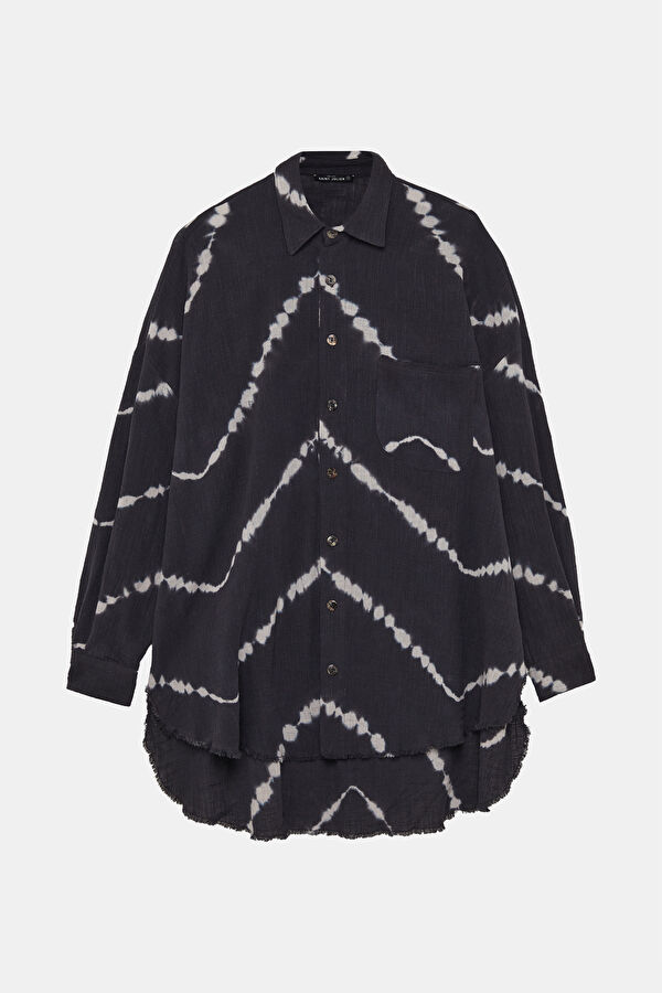 Anthracite Patterned Short Women's Dress