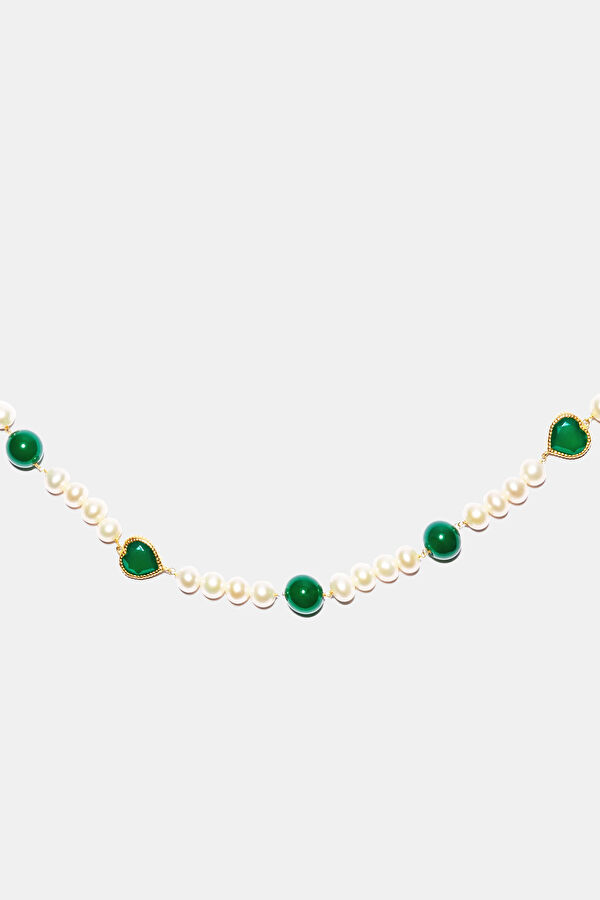 Green Onyx Freshwater White Necklace 3