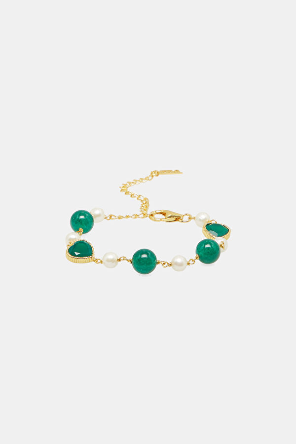 Green Onyx Freshwater Yellow Bracelet