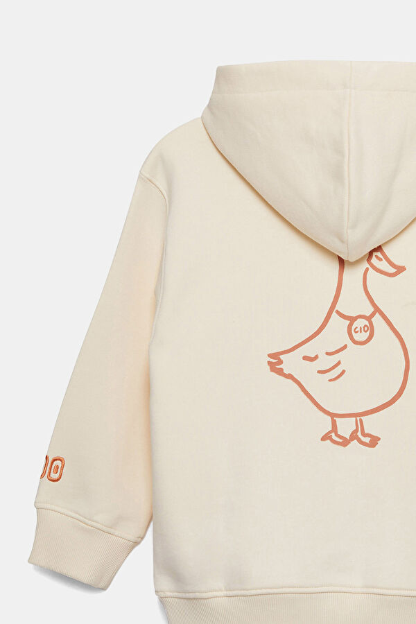 Krem Kapuşonlu Çocuk Sweatshirt 4