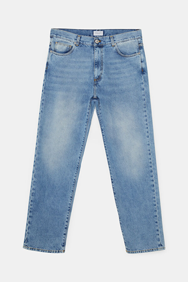 Relax Kalıp İndigo Straight Erkek Jean Pantolon 4