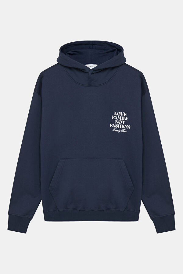 Navy Blue Relax Fit Hooded Men's Sweatshirt