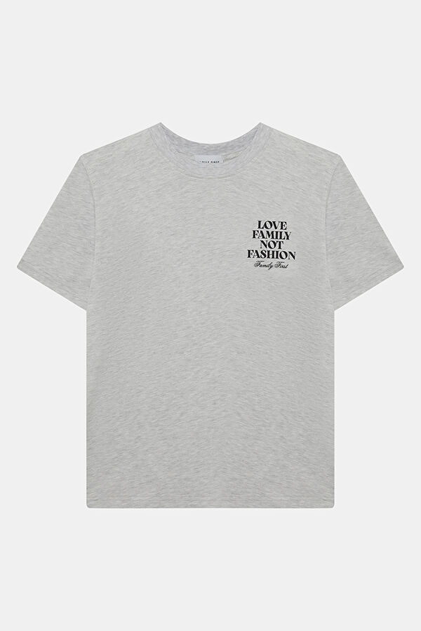 Relax Fit Grey Crew Neck Printed Men's T-Shirt