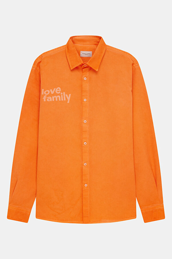 Relax Fit Orange Printed Men's Shirt 4