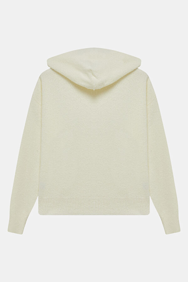 Ekru Kapuşonlu Kadın Sweatshirt 2