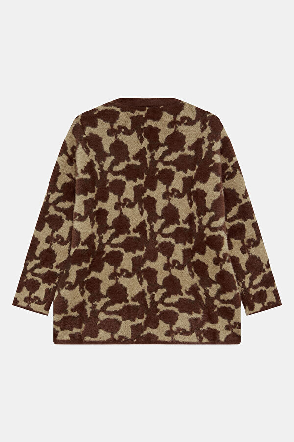 Coffee Patterned Women's Cardigan 2