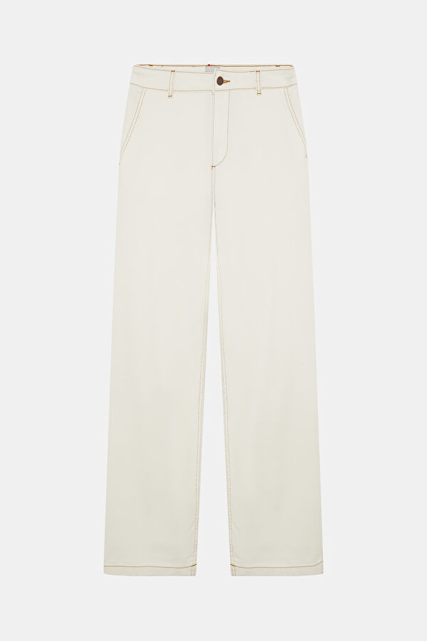Ekru Wide Leg Kadın Pantolon