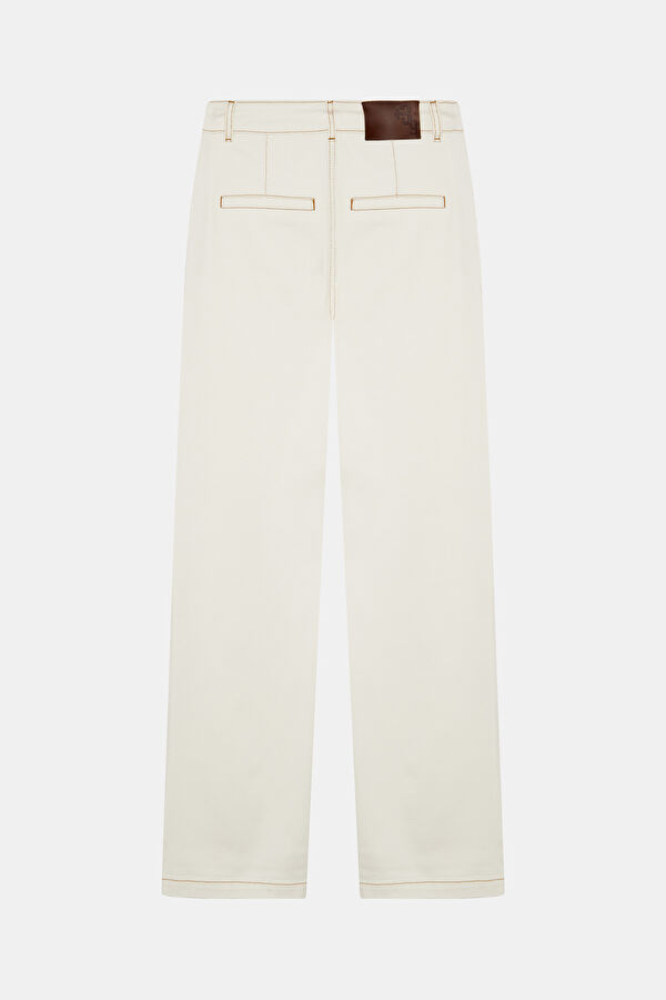 Ekru Wide Leg Kadın Pantolon 2