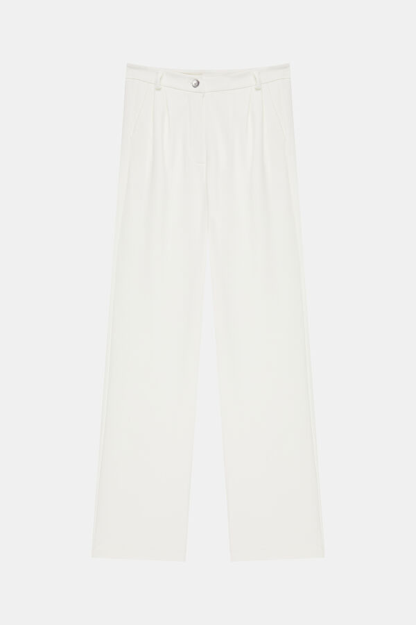 Ecru Wide Leg Women's Trousers