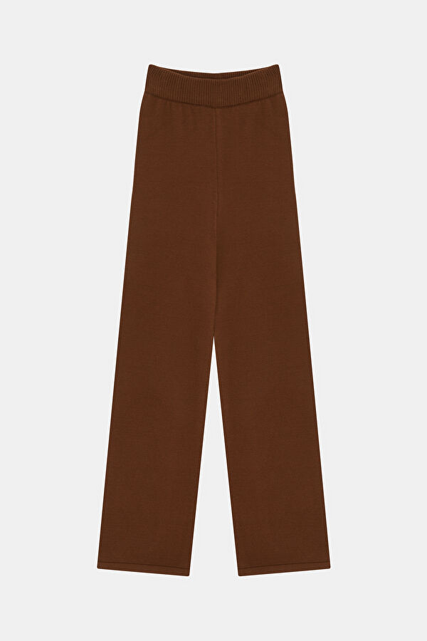 Brown Wide Leg Viscose Women's Trousers