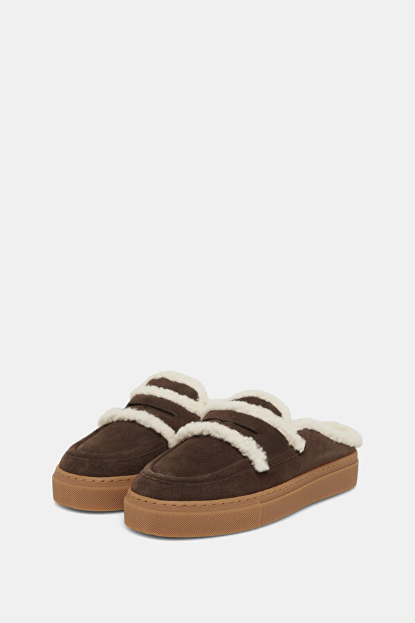 Mule Wool Dark Brown Women's Slippers 2