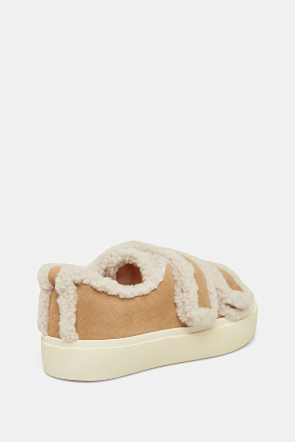 Shearling Low Velcro Bej Kadın Spor Ayakkabı 3